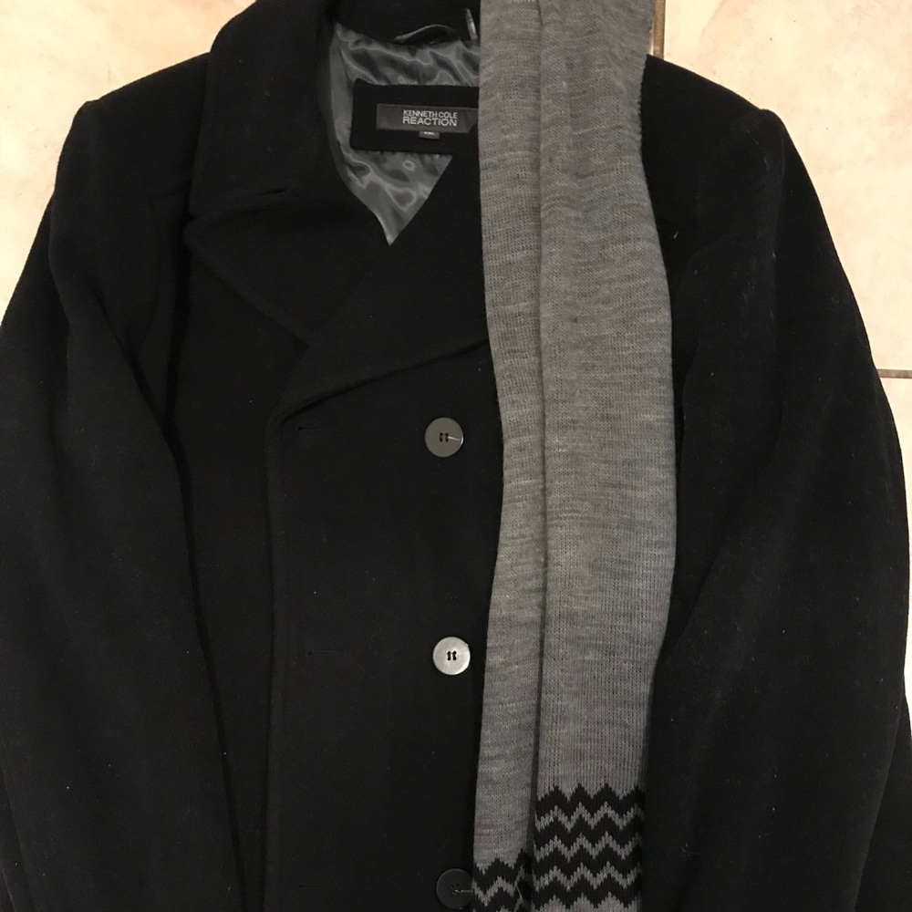 KENNETH COLE REACTION MENS PEACOAT WITH SCARF
